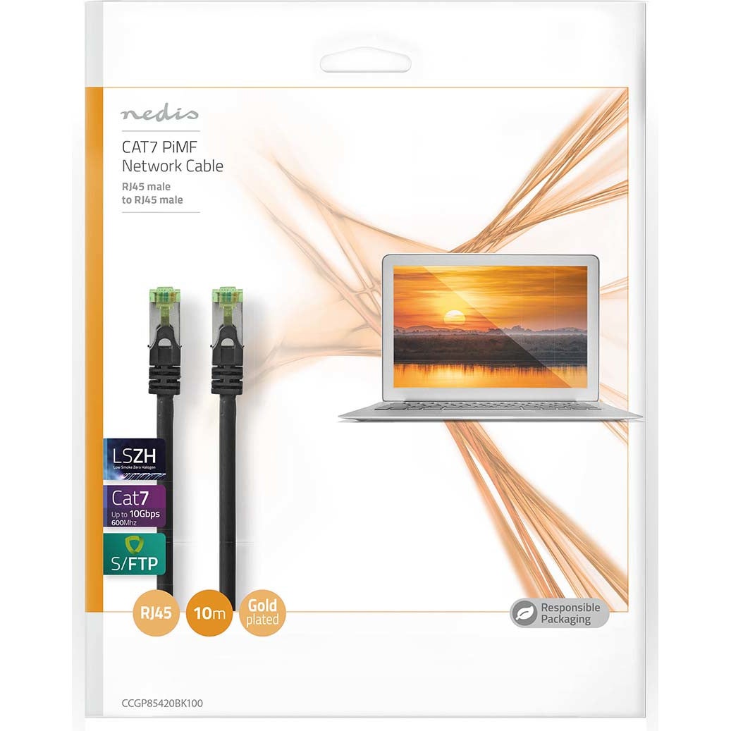 Nedis CCGP85420BK100 CAT7 PiMF kabel RJ45 male 10m zwart