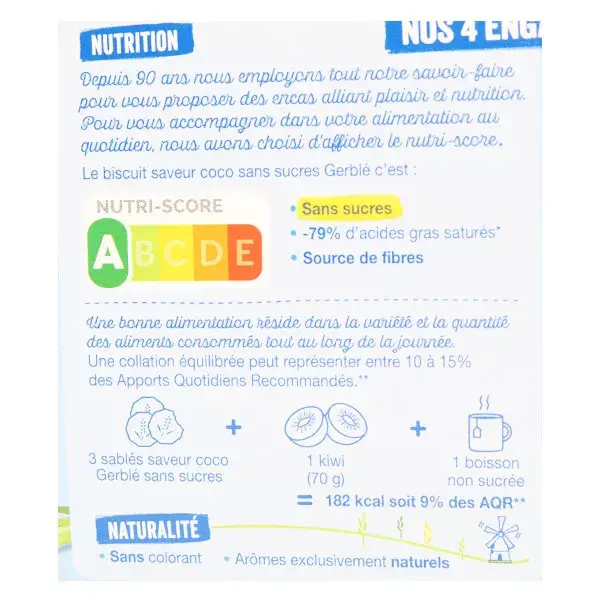 Biscoito de coco sem açúcar Gerblé 132g