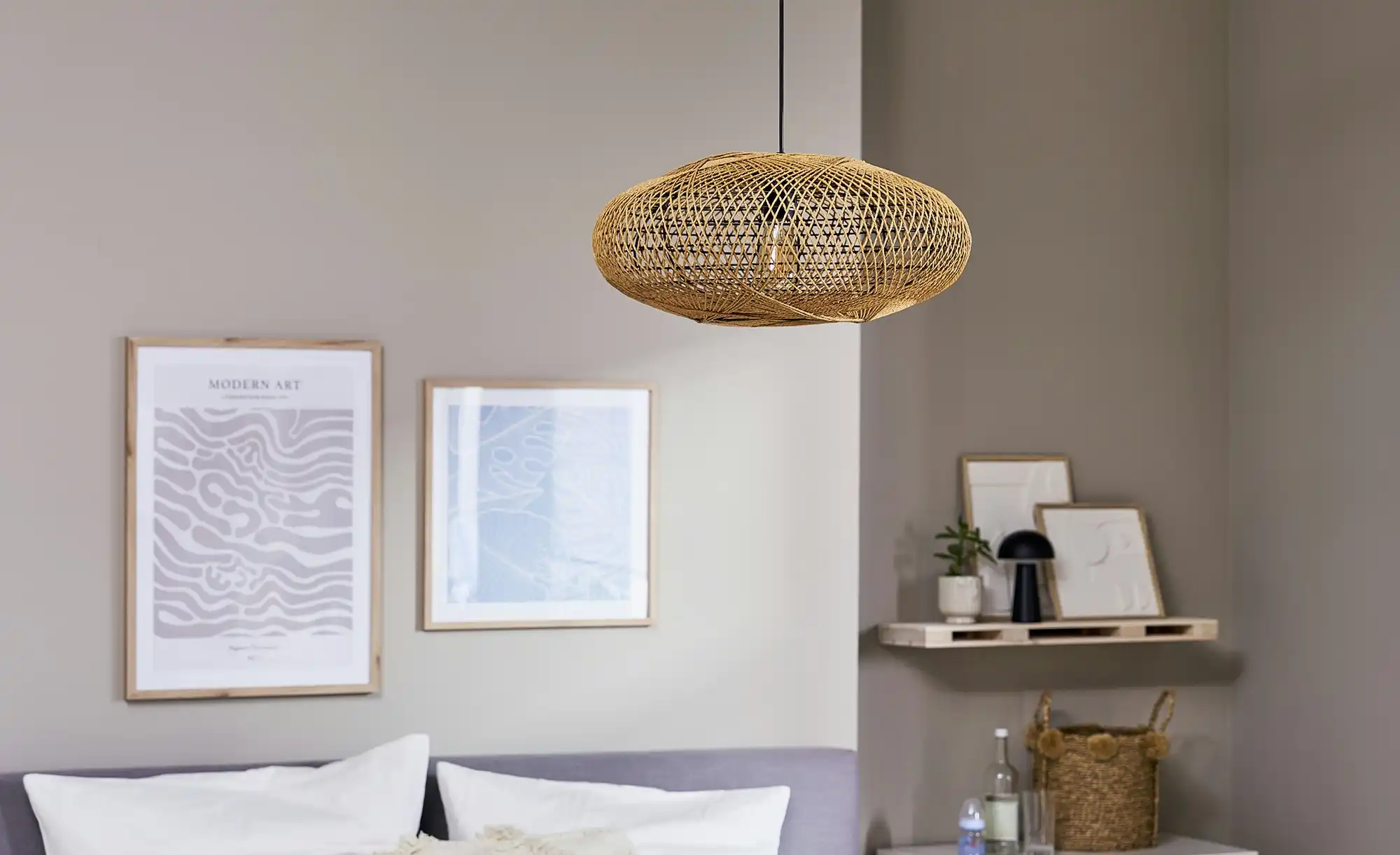 Trio Pendelleuchte, 1-flammig, mit Sisal Schirm