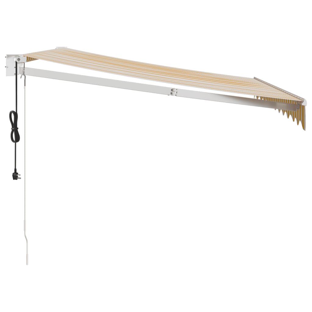 Auvent rétractable automatique jaune et blanc 3,5x2,5 m