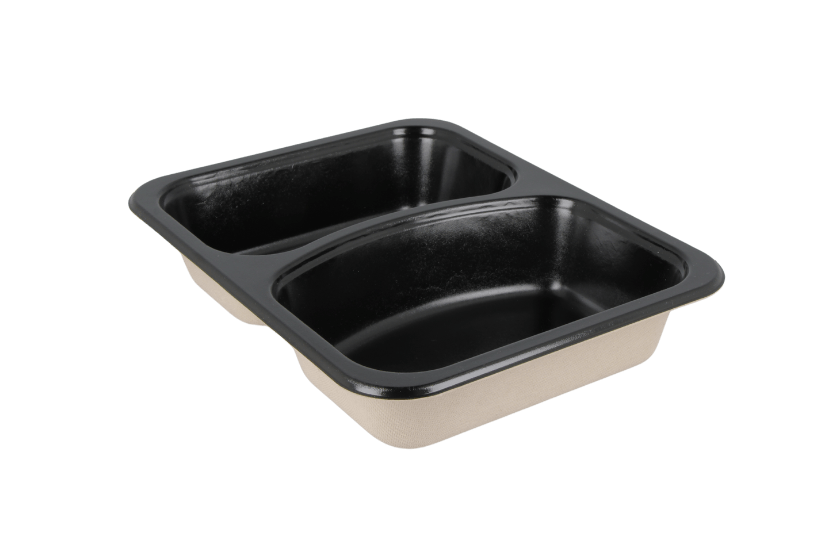 Suikerriet menutray 227x178x44mm 2vaks zwart CPET-lam