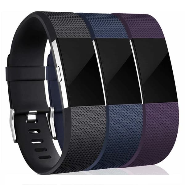INF Klokkerem til Fitbit Charge 2, 3-pakning (S) Svart/blå/lilla