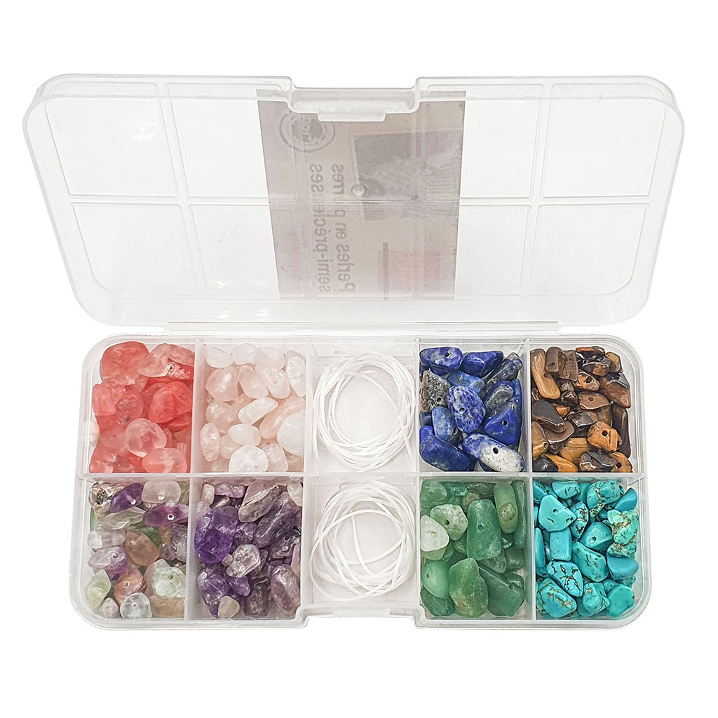 Coffret de perles en pierre semi-précieuses