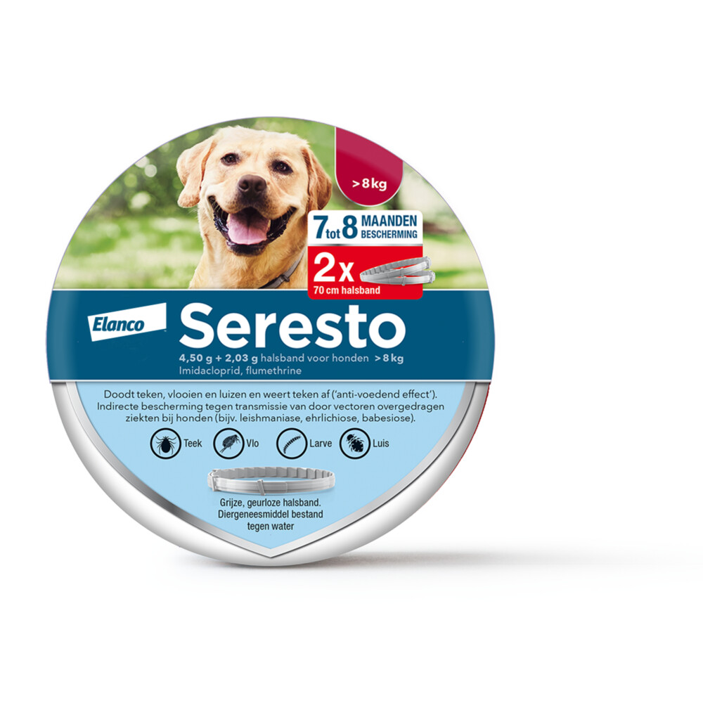 Seresto Anti Teken en Vlooien Halsband Hond Vanaf 8 Kg 2-Pack70 cm