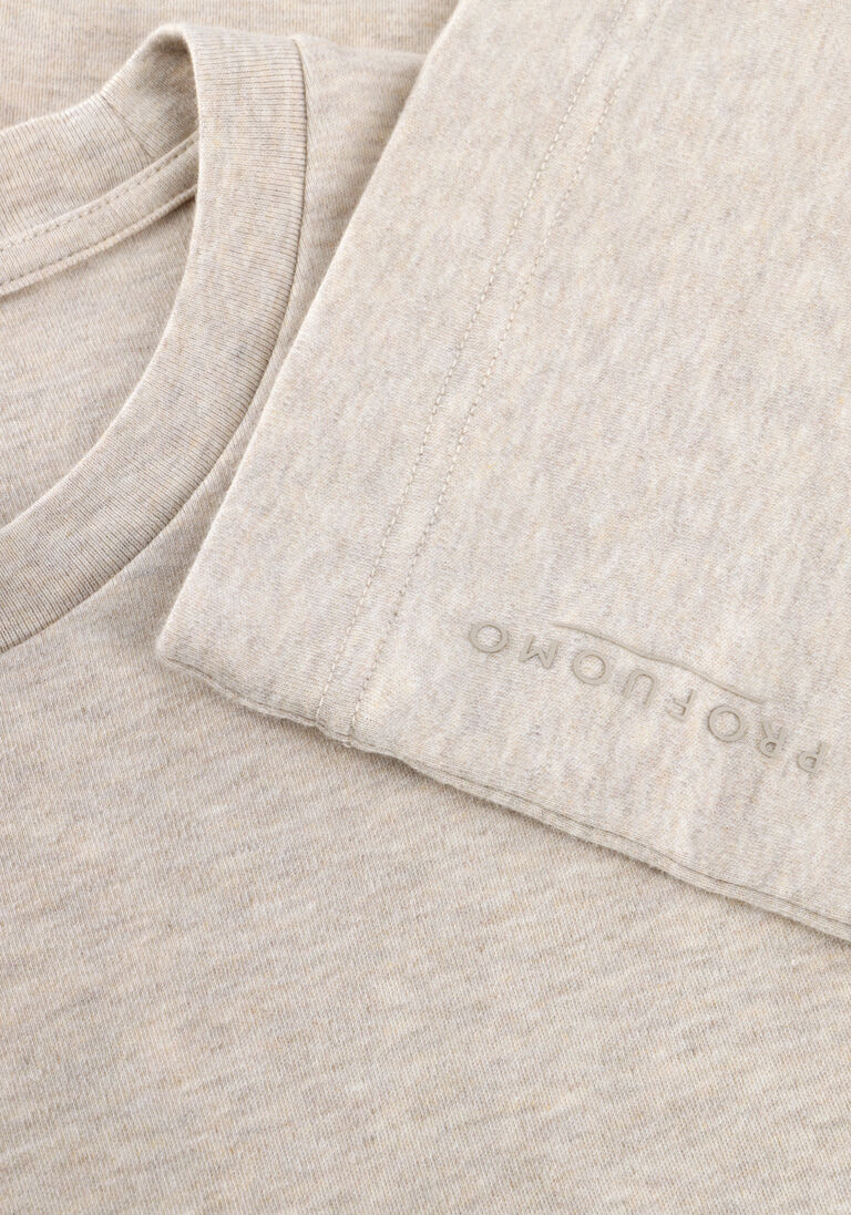 beige profuomo t-shirt t-shirt crew neck heavy cotton