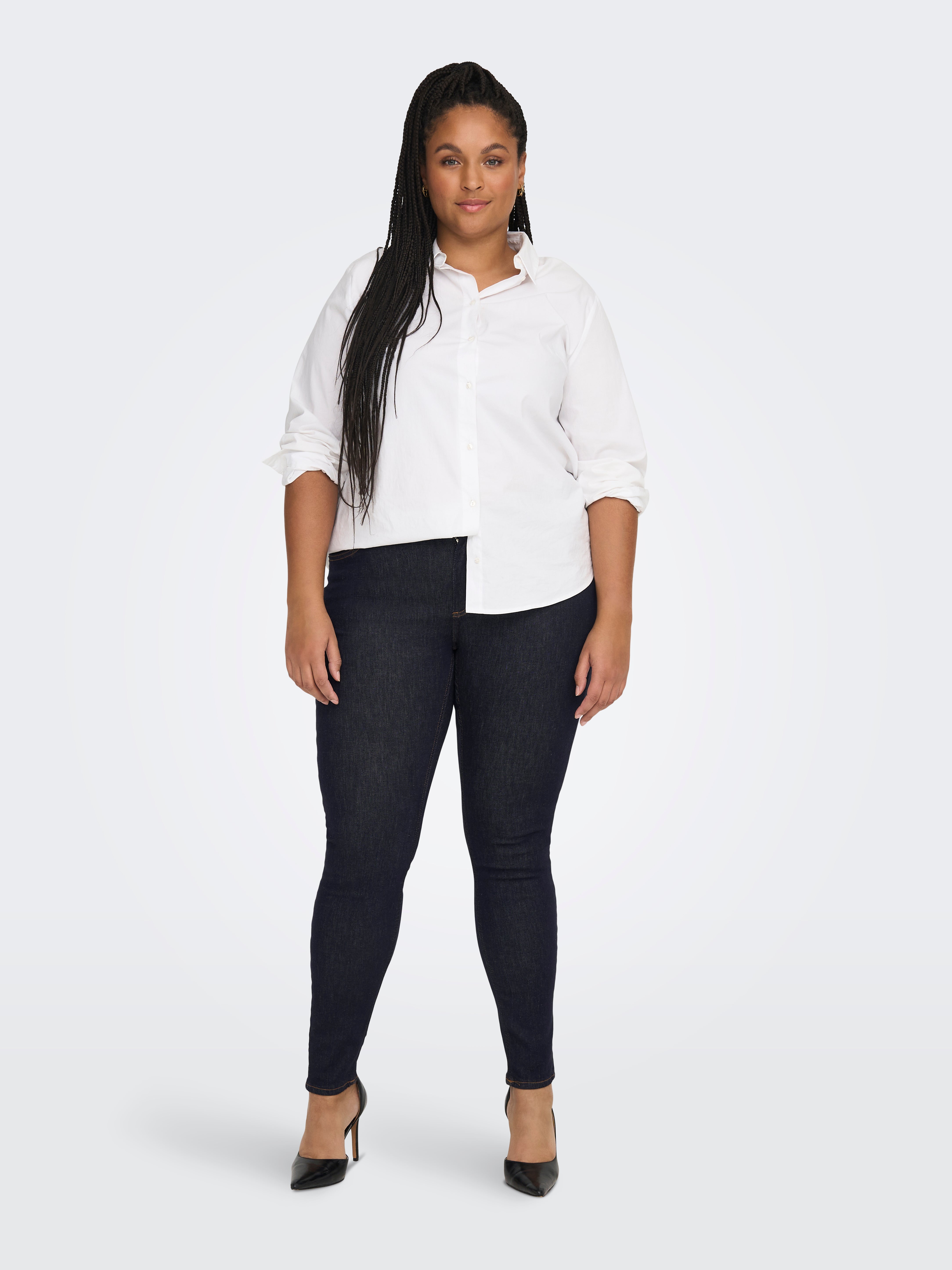 CARWILLY Mittlere Taille Skinny Fit Jeans Dark Blue Denim
