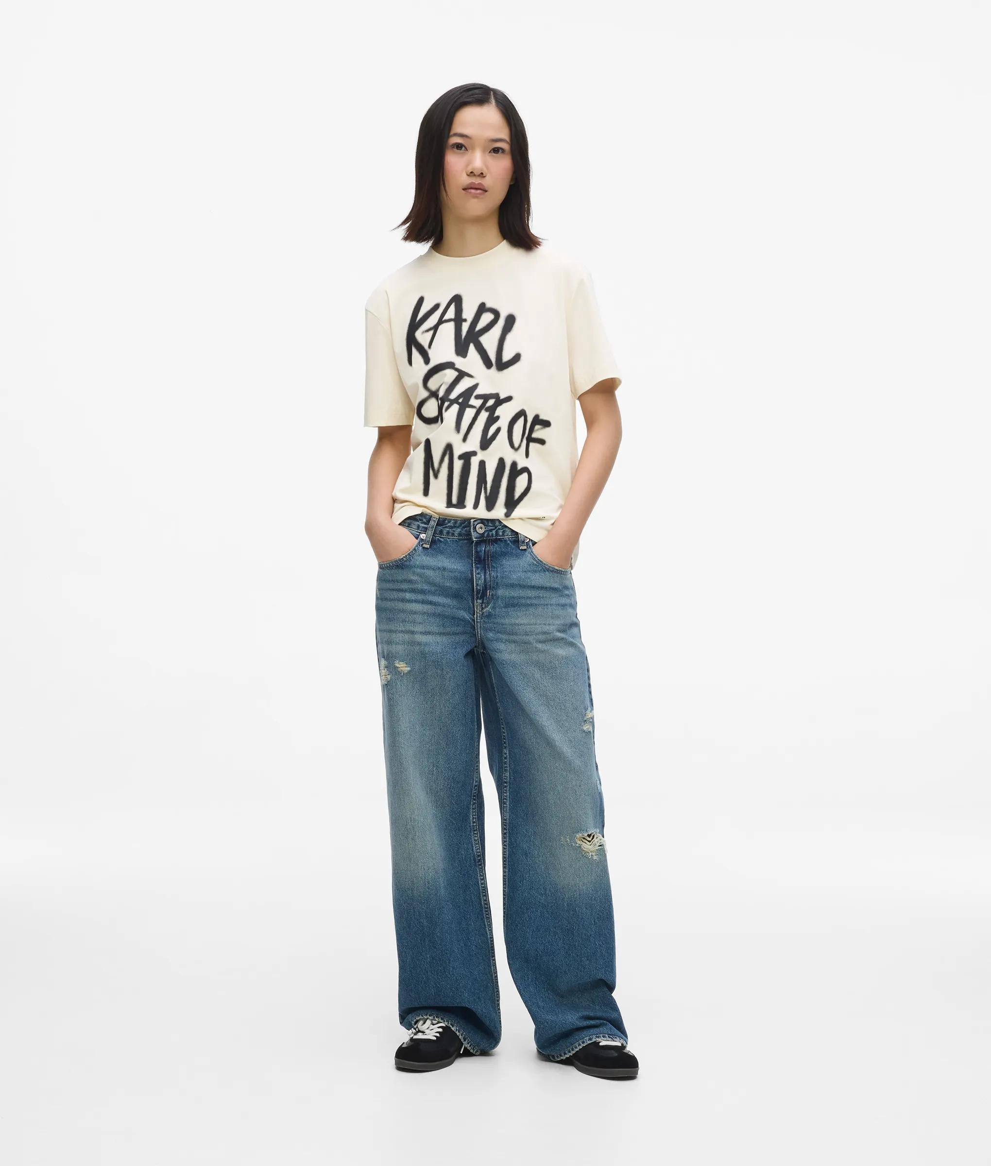 Karl quote T-shirt met een normale pasvorm