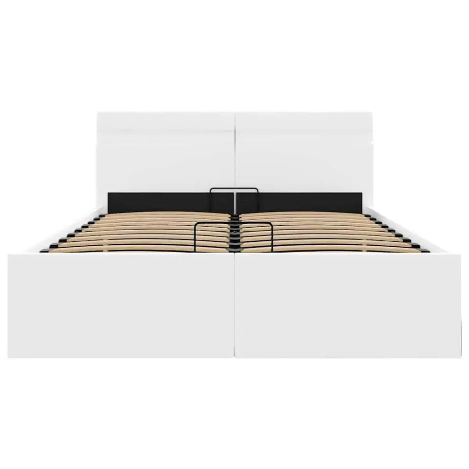 vidaXL - LED bed met opbergruimte - Hydraulisch - Wit - Kunstleer - 140x200 cm