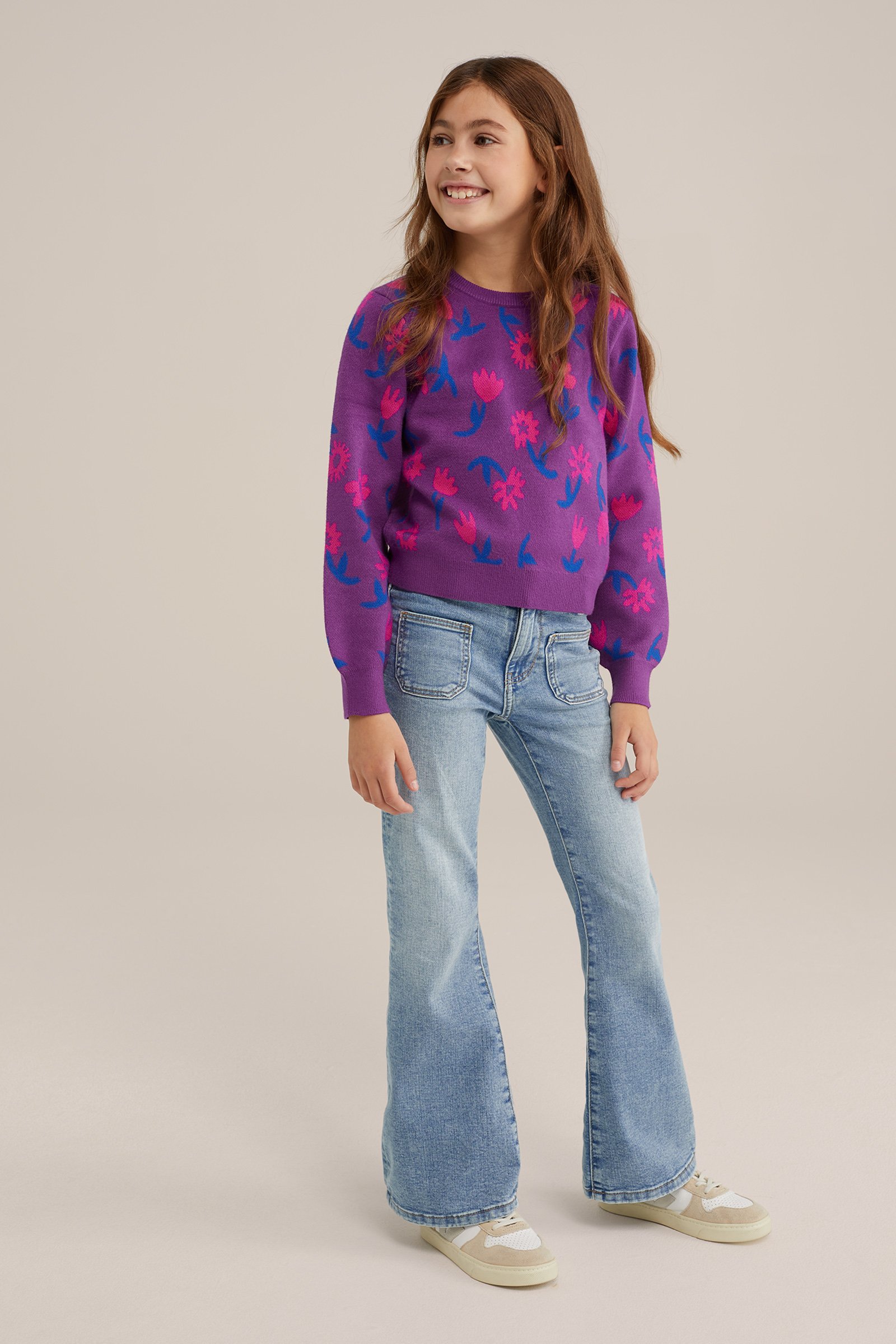 Meisjes trui met dessin WE Fashion Paars
