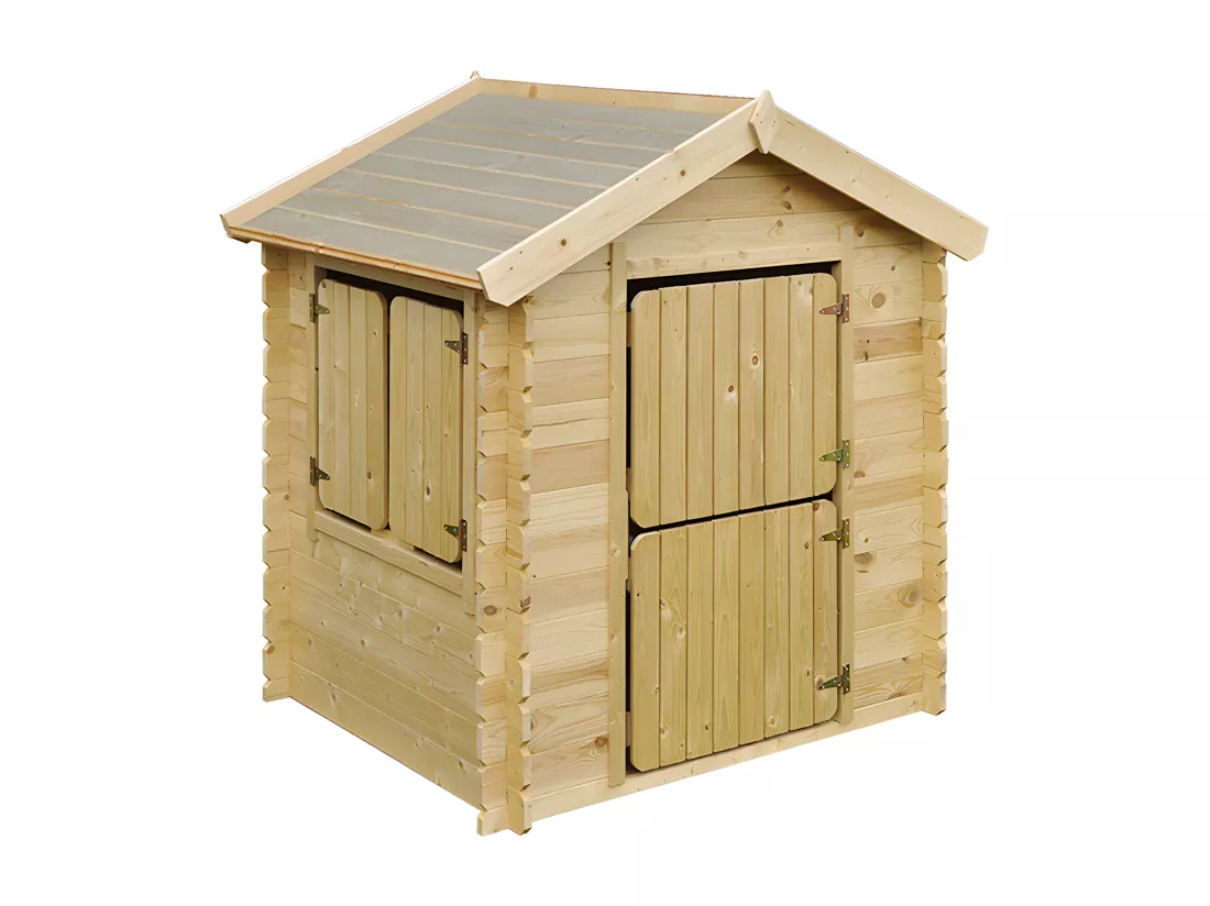 Cabane enfant exterieur 1.1m2 - AVEC plancher - 146x112xH145cm - Timbela M516