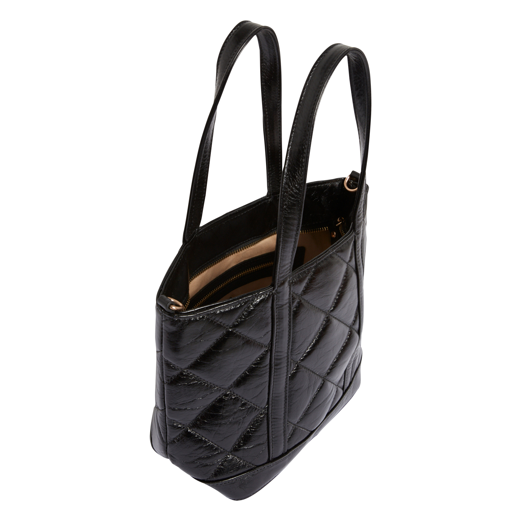 Sac épaule matelassé en cuir| Noir