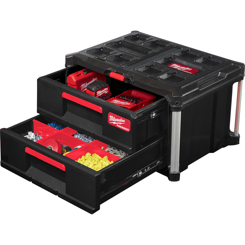 Milwaukee PACKOUT™ gereedschapskoffer met twee lades