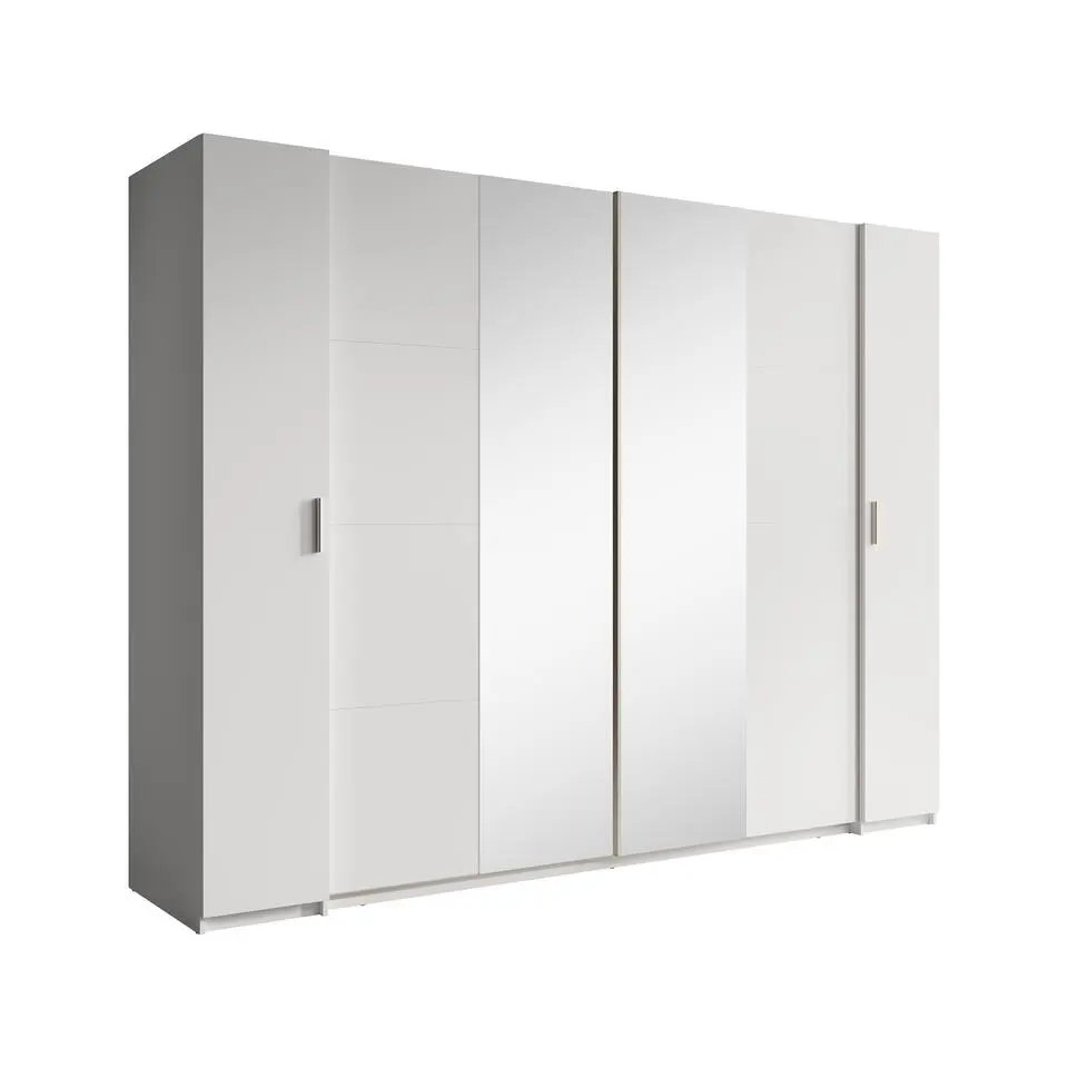 Meubella - Kledingkast Stoke - Wit - 270 cm - Met spiegel