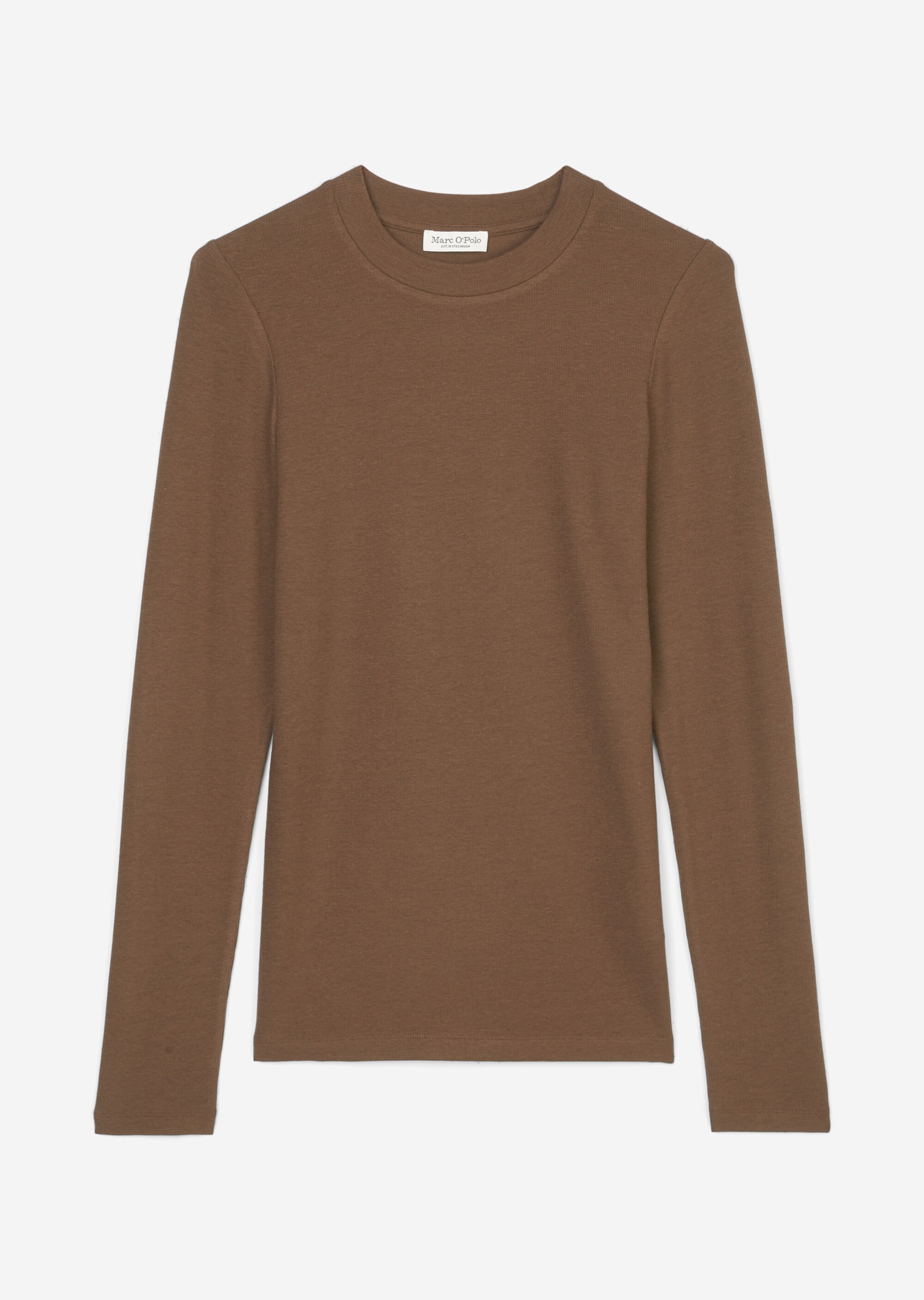 Rundhals-Longsleeve regularaus soft geripptem Jersey