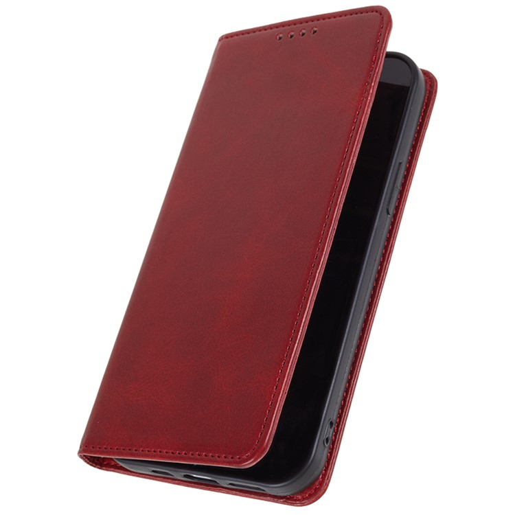 iPhone 16e Leder Tasche Flip Cover mit Kartenfächer im Vintage Look - Rot