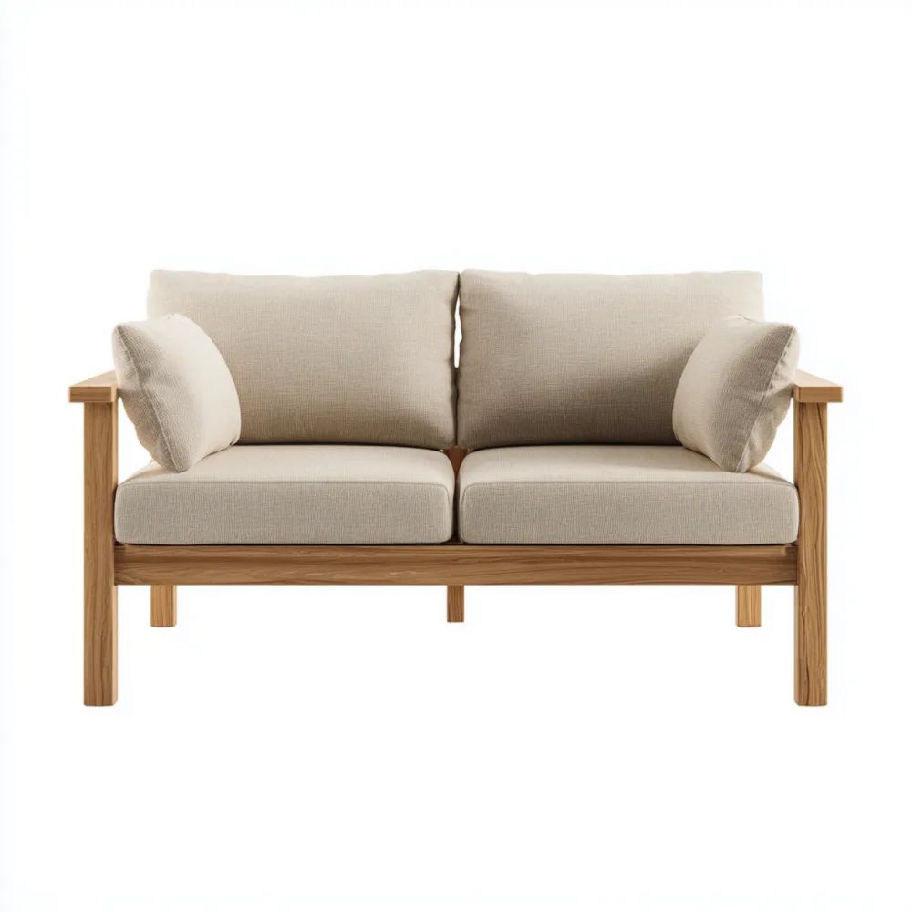 2-Sitzer-Gartensofa Holzrahmen 150x80x75 cm – Beige