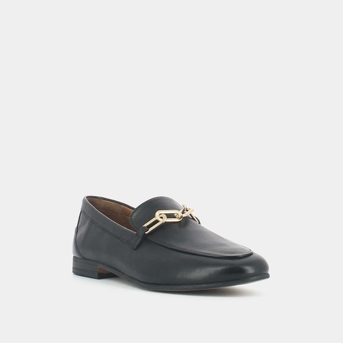 Mocassins à détails dorés  en cuir noir