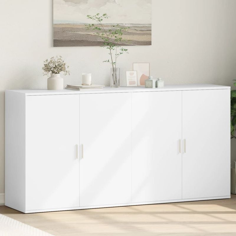 vidaXL - Dressoir - Wit - Bewerkt Hout