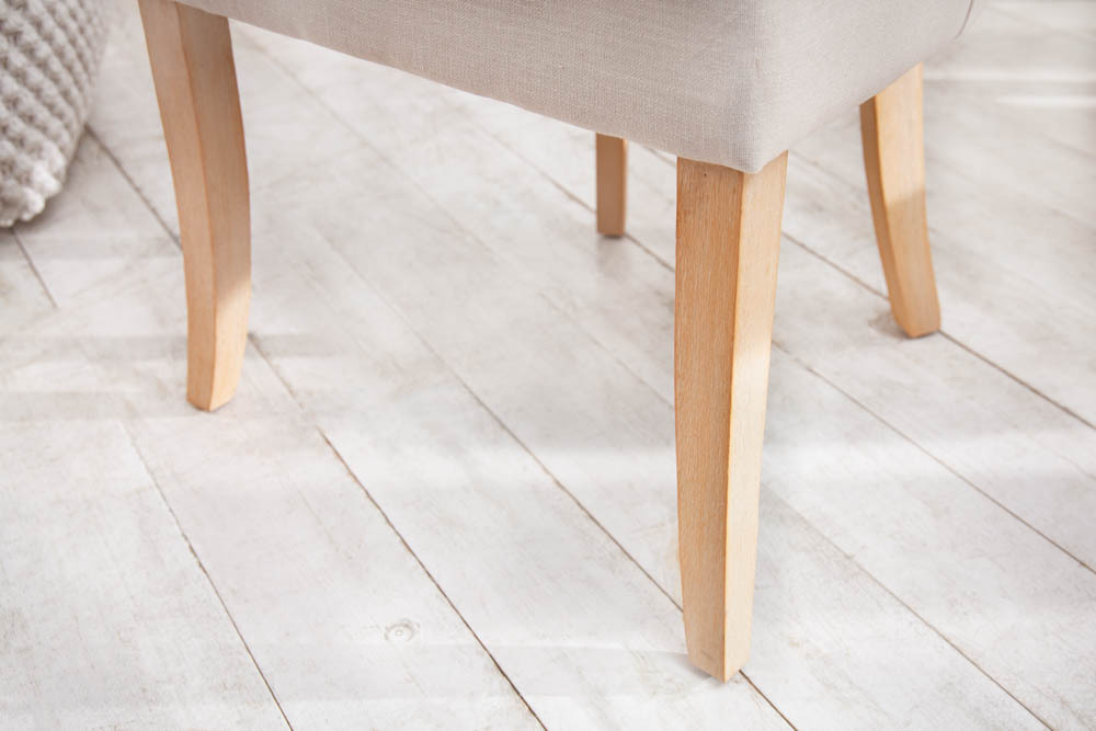 Eleganter Stuhl CASTLE beige Leinenstoff Landhausstil mit Komfortgriff