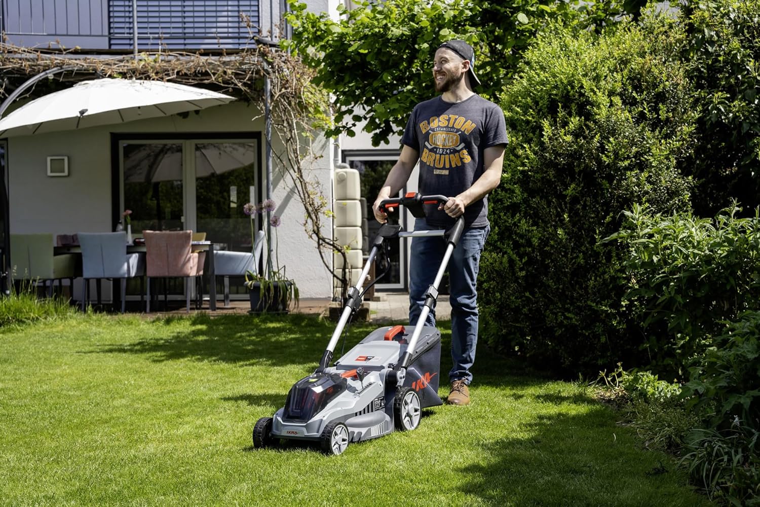 IKRA Bosch 36V Akku 3in1 Rasenmäher Mulchmäher IB-LM 43, Rasenflächen bis 600m², Schnittbreite 43cm, Schnitthöhe 30-75mm, ohne Akku & Ladegerät