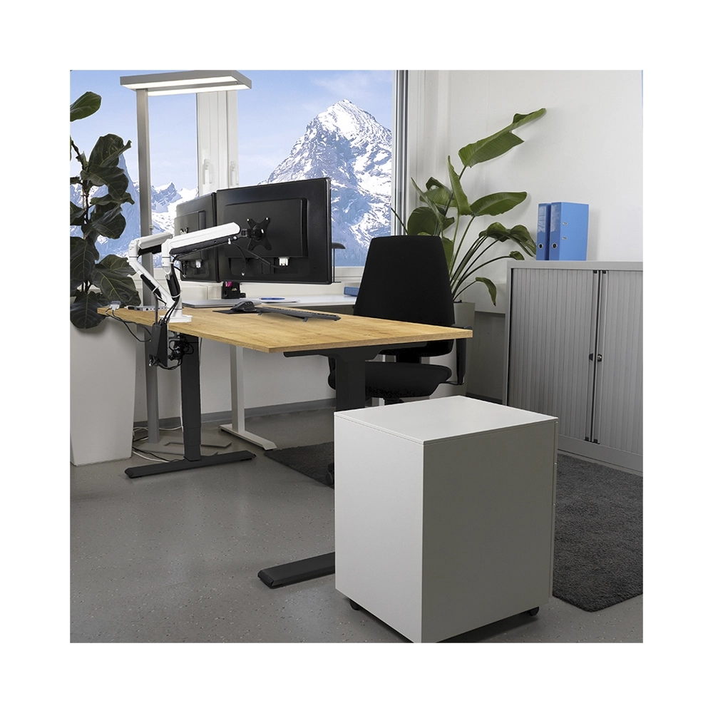 CONTINI höhenverstellbarer Bürotisch 1.4x0.8m Eiche / Gestell schwarz