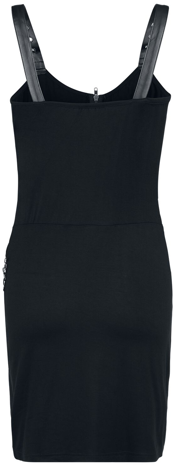 Robe Courte avec  Chaînes et Détails en Simili-Cuir | Gothicana by EMP Robe courte