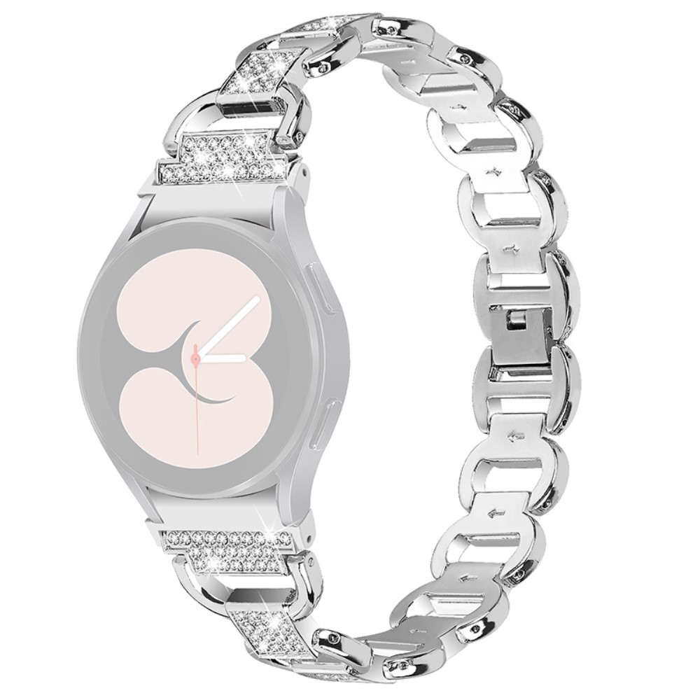 Samsung Galaxy Watch 5 (44/40mm) / Watch 5 Pro (45mm) Edelstahl Armband mit Strasssteinen (Gelenkumfang: 135-225mm) - Silber