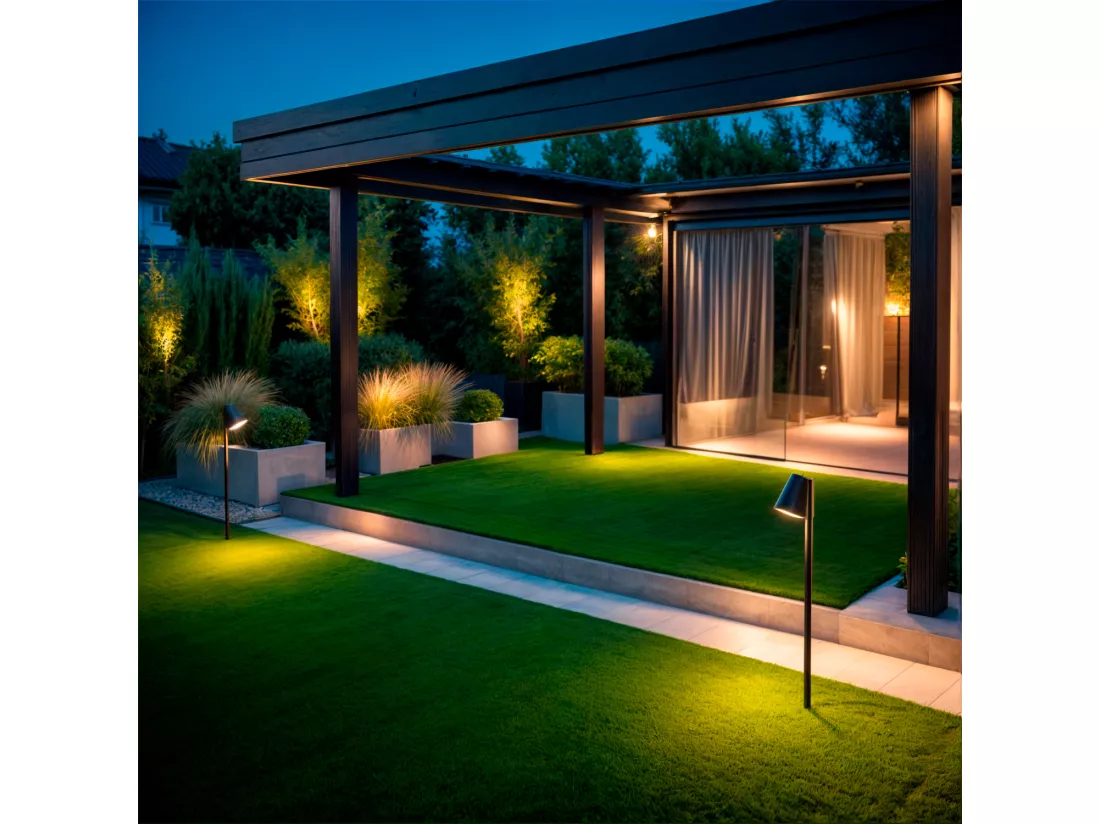 Balise Extérieur LED 6W sur Pied 60cm avec Piquet Drimlec Noir mat