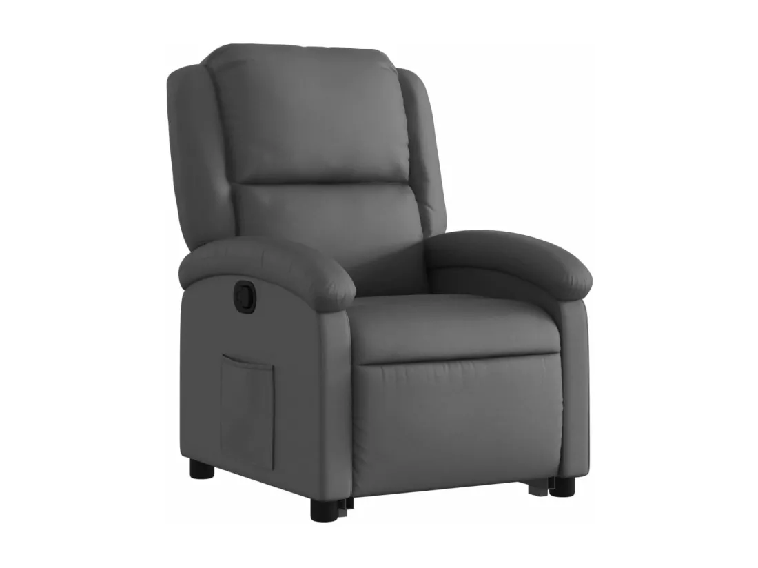 Fauteuil inclinable gris cuir véritable