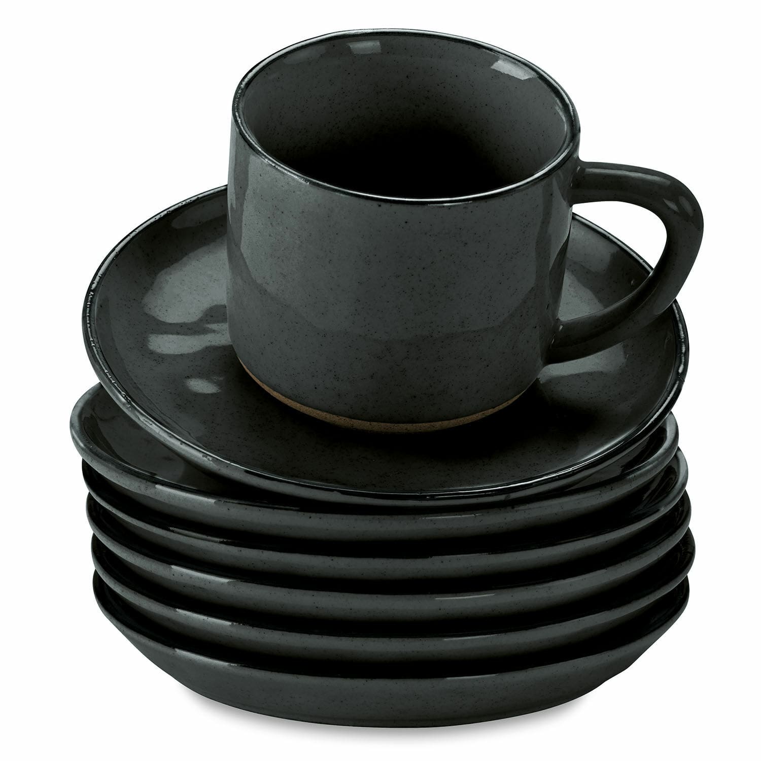 Tasse mit Untertasse 6er Set Biarré schwarz