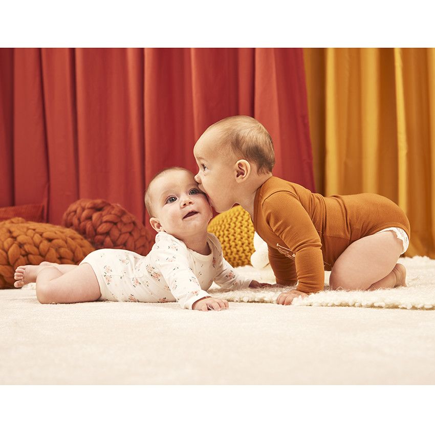 Lot de 7 bodies en jersey et rib pointelle pour bébé fille - Ecru