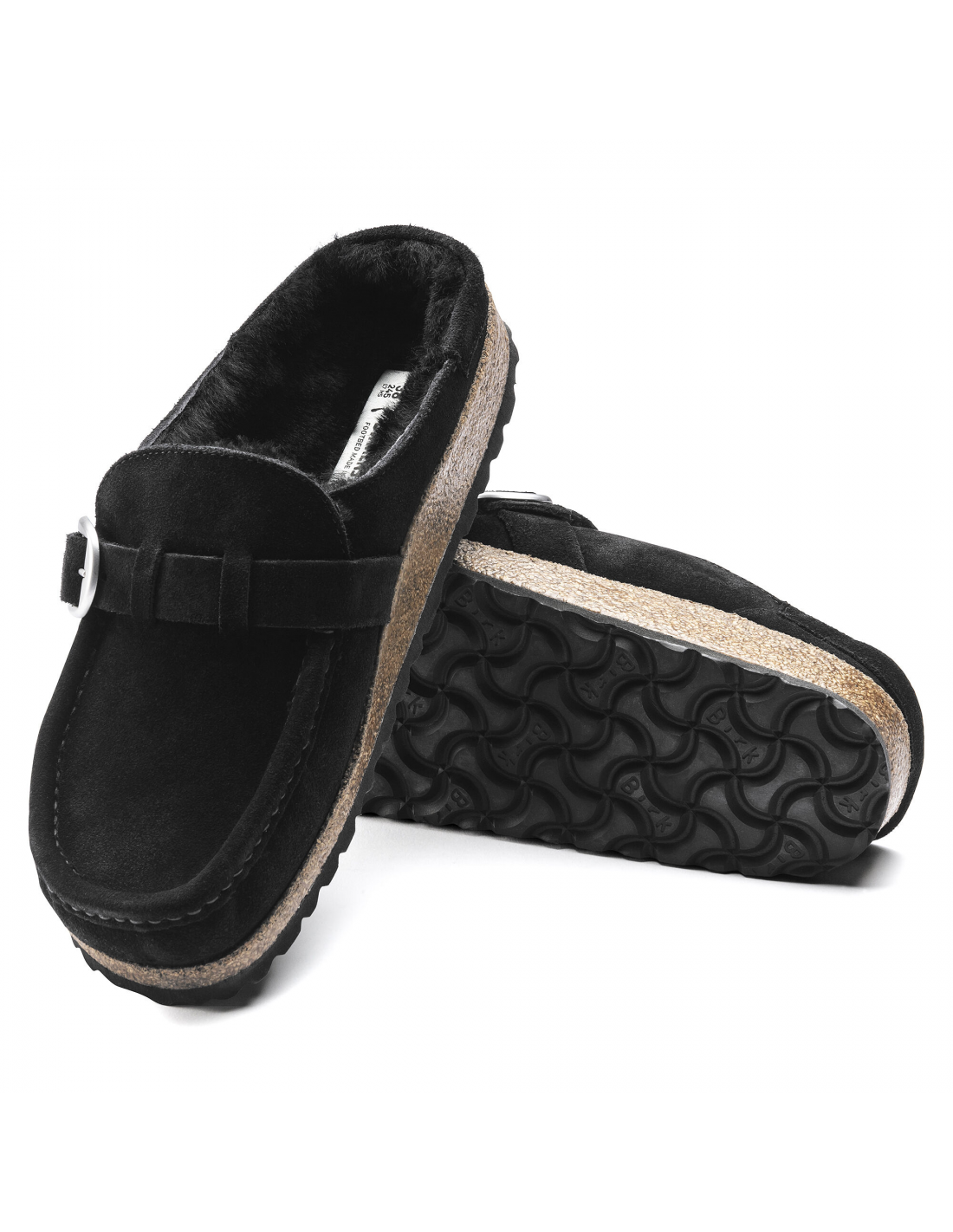 birkenstock sabots fourrés femme buckley suede shearling daim noir