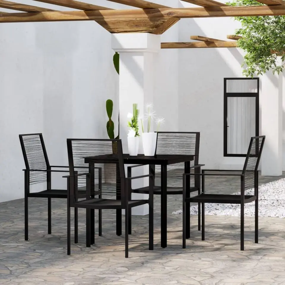 vidaXL - Tuinset zwart PVC rattan en staal - 80x80 cm - 5 stuks