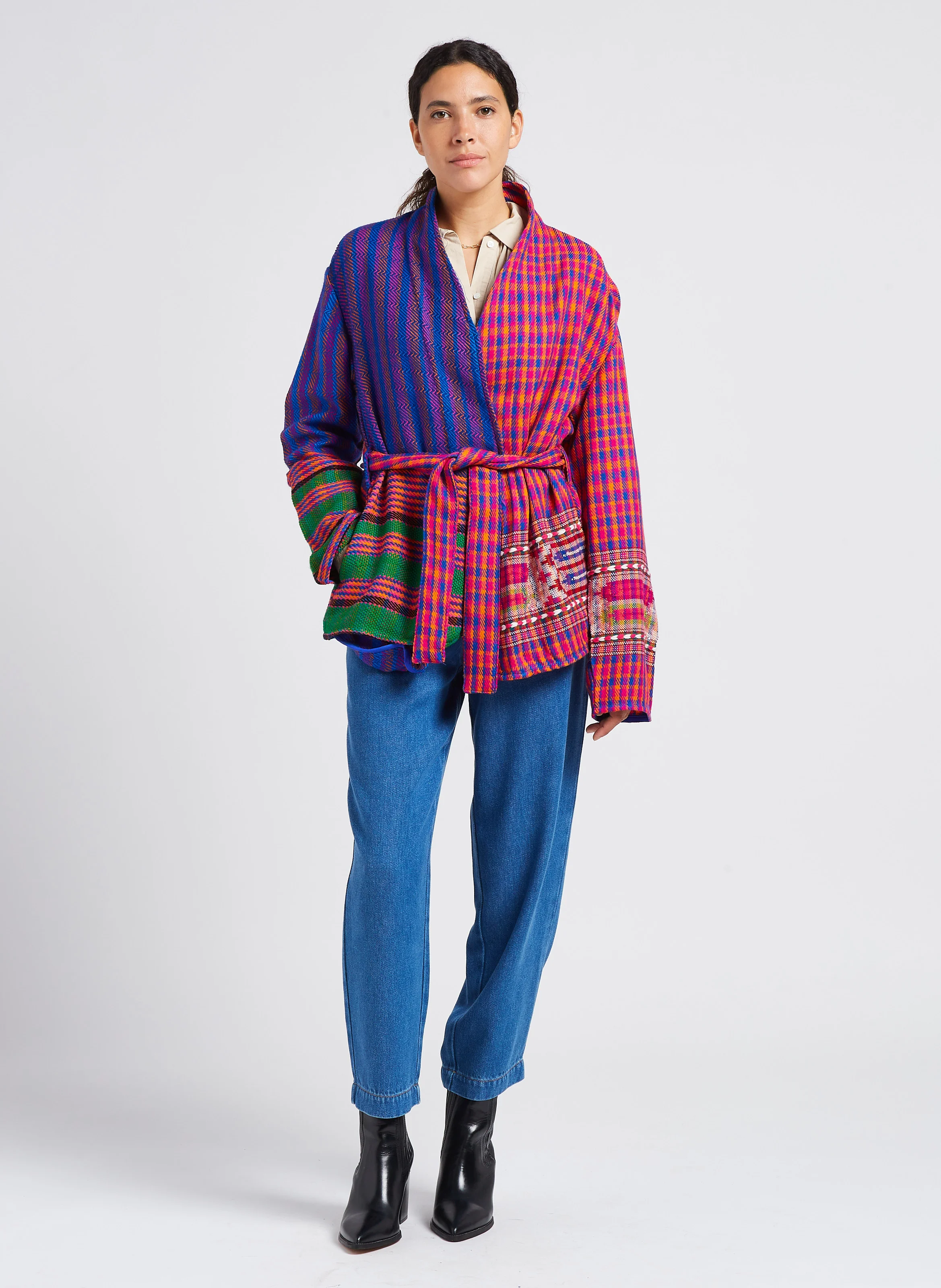 KULLUM - Kimono imprimé en laine| Rose