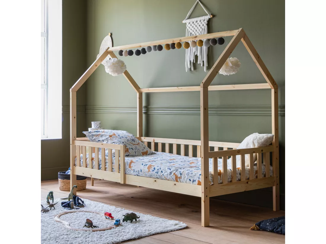 Lit cabane pour enfant 190x90cm en bois MARCEAU - HAPPY GARDEN