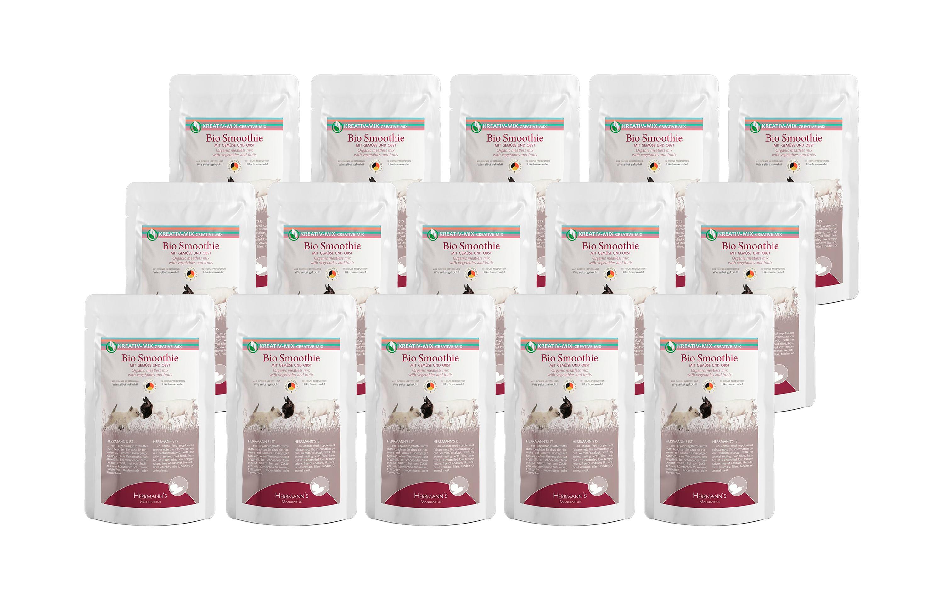 Nassfutter Bio Smoothie mit Gemüse und Obst, 15 x 150gSchmackhafter Energielieferant für Hunde