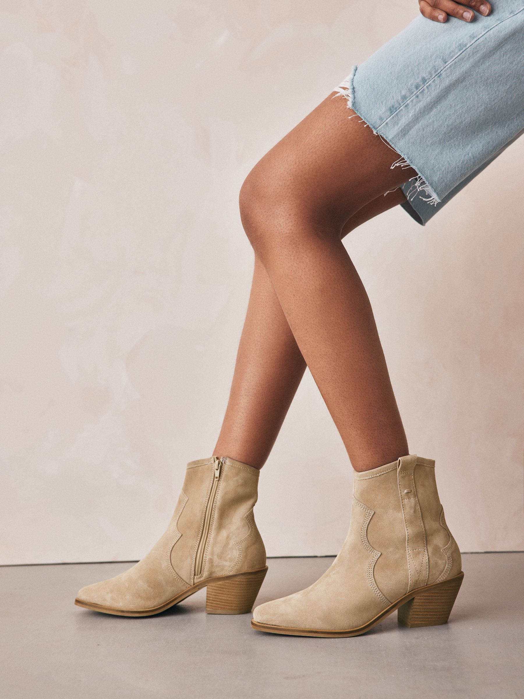 Neutraal - Leren cowboy Boots met enkelhoogte