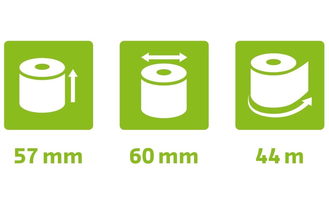Thermo-Papierrolle 57 x 60 x 12 mm, 44 m, 10 StückAdditionsrollen