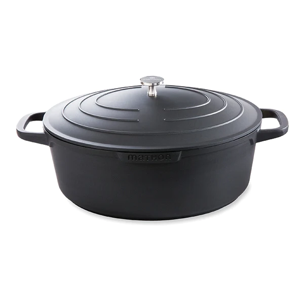 Cocotte légère ovale en fonte d'aluminium 32 cm 6,5 L coloris noir Mat
