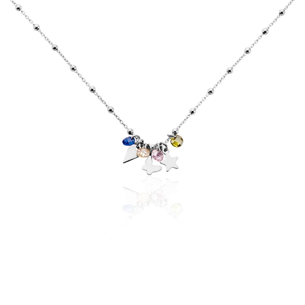 Collier Argent Blanc Paulino Pierres Artificelles
