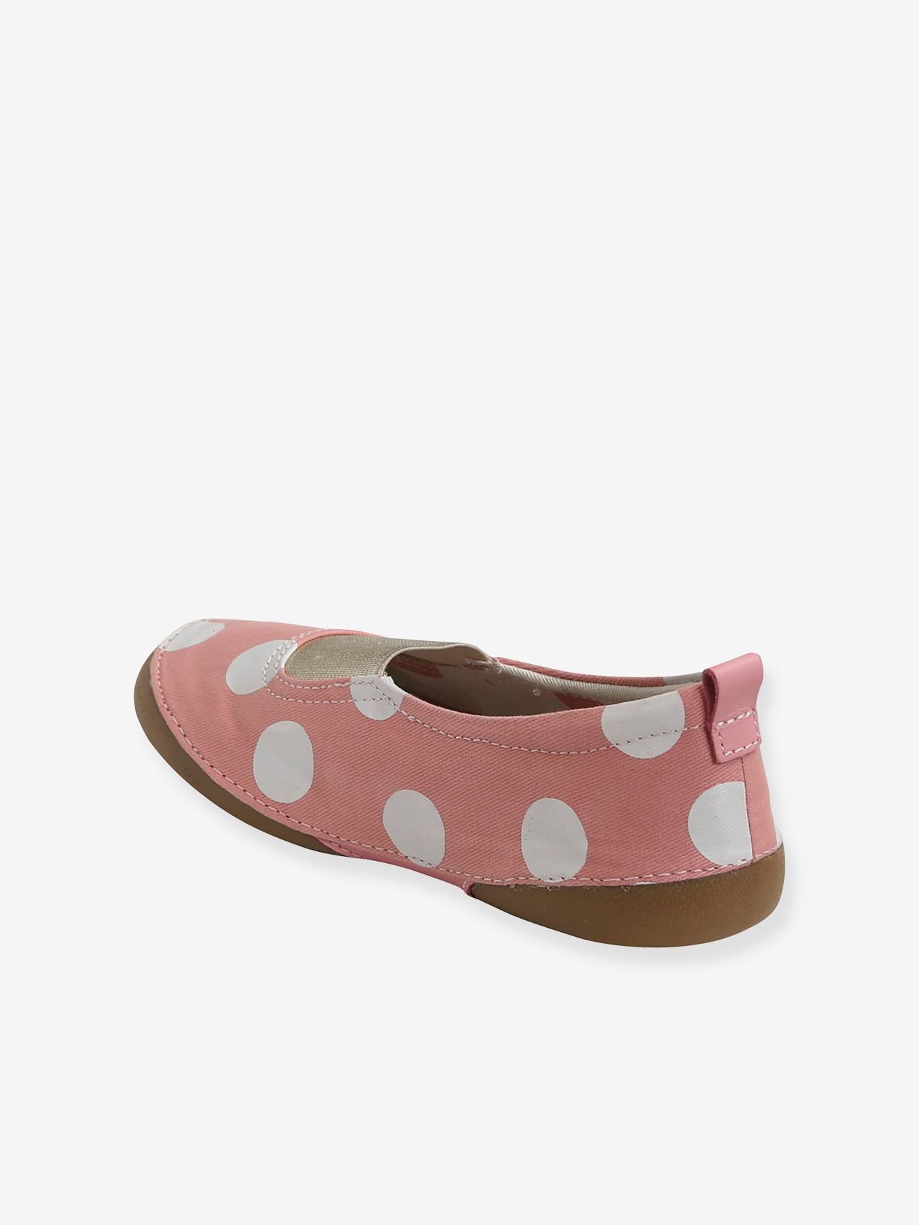Pantufas de lona com tiras elásticas, para meninas, tamanho médio, estampa rosa.