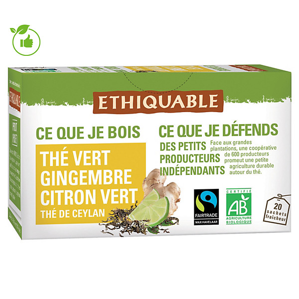 2 paquets Thé Vert Gingembre/ Citron vert Ethiquable