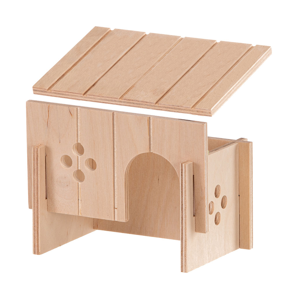 Ferplast maison hamster, accessoire cage hamster, avec toit plat et trous d'aération, en kit de montage, 14,5 x 9,5 x h 8,5 cm,
