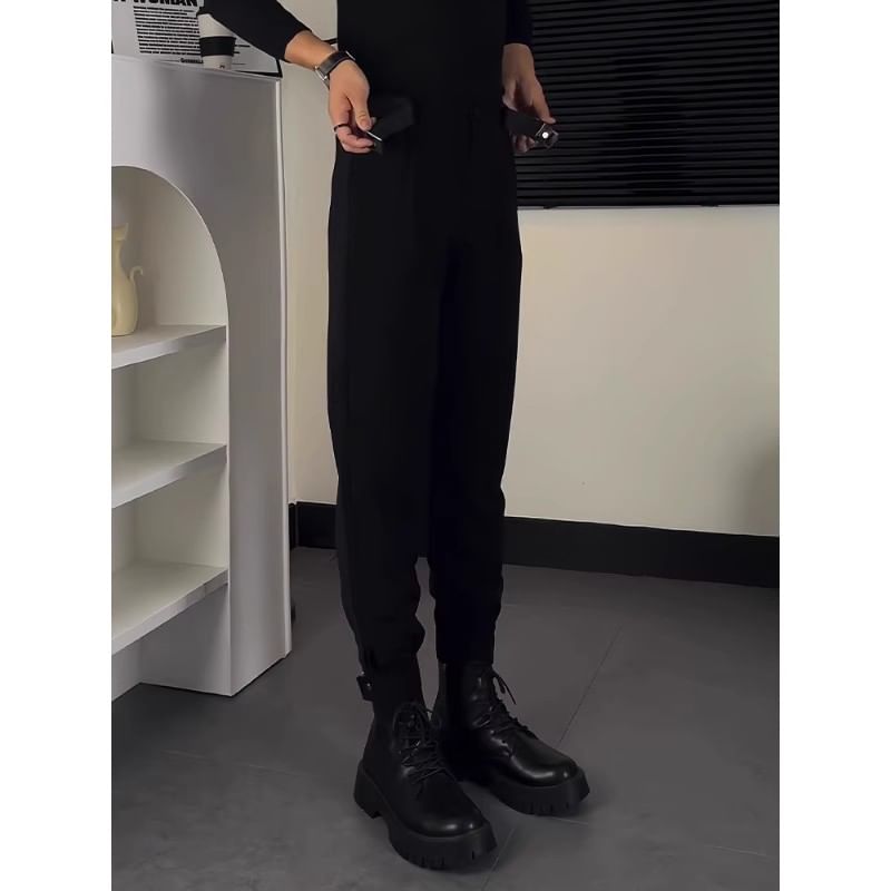Chuoku - Hoge taille effen baggy broek