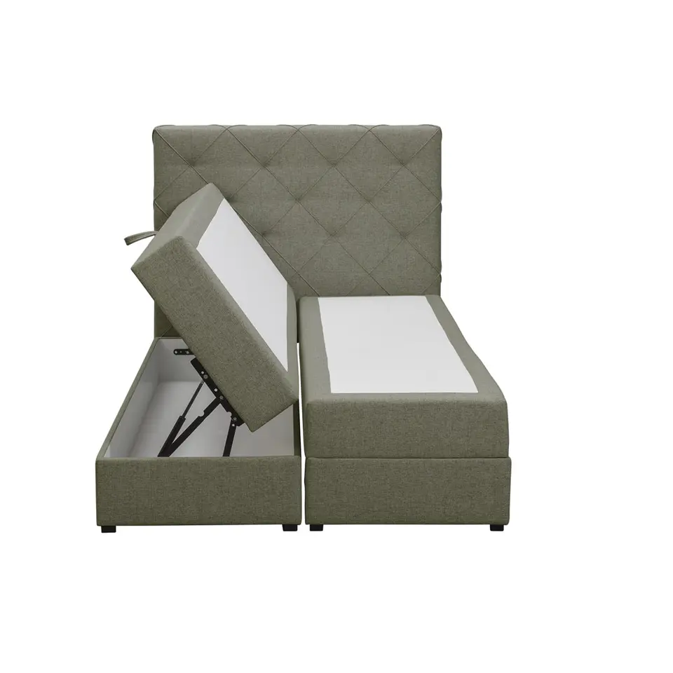 Boxspring met opbergruimte Liv geruit - groen - 120x200 cm