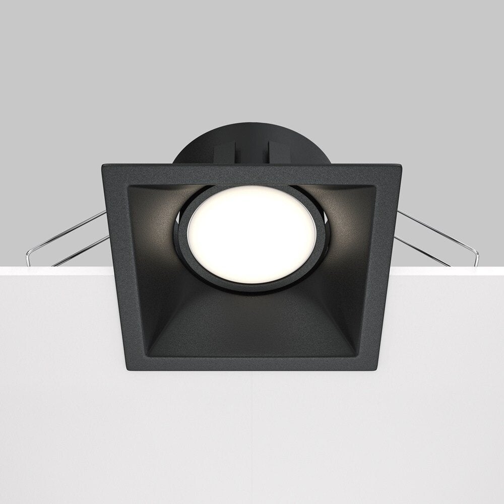 Dot inbouwplafondlamp in zwart, GU10, vierkant, 90mm, IP20