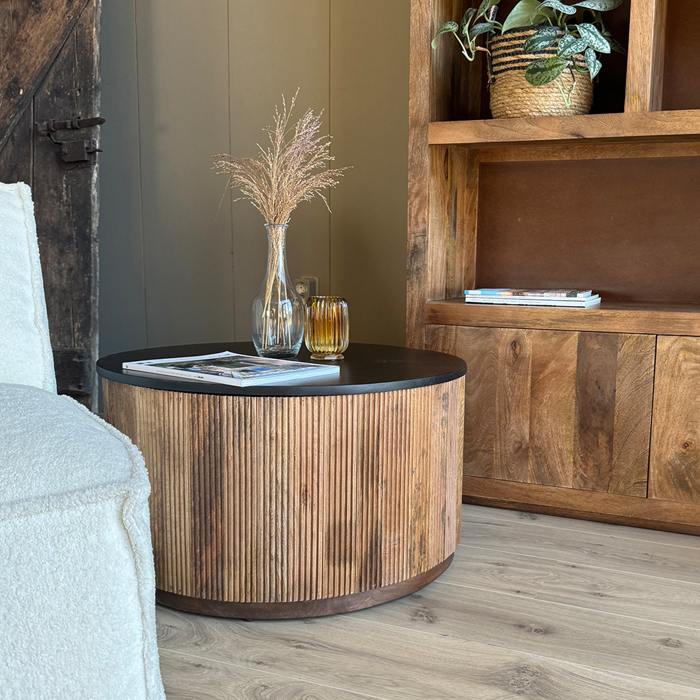 Old inn wonen salontafel Rome box bruin/zwart groot