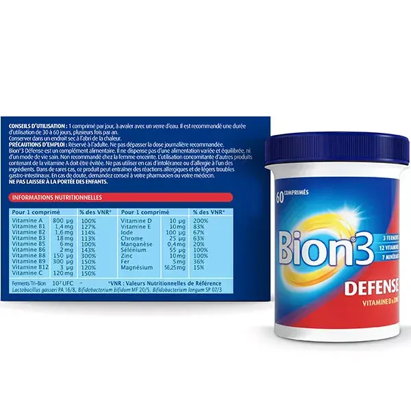 Suplemento alimentar Bion 3 Defense - Tratamento de 2 meses - 60 comprimidos
