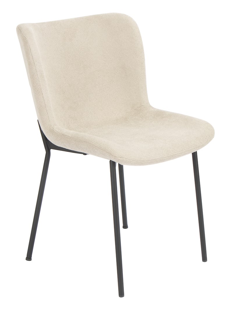 Corinne spisestol i tekstil Vardo 28 beige med Sortlakkerte stålben