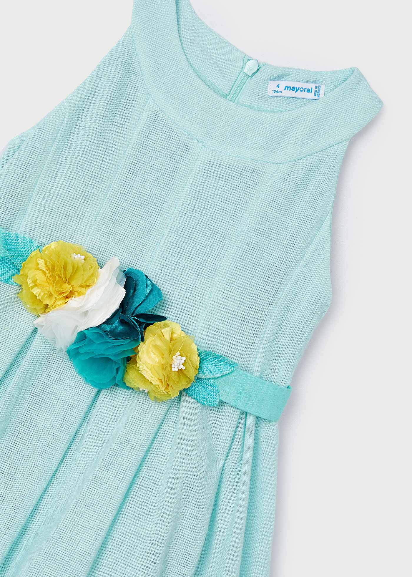 Vestido camélia com cinto floral para meninas